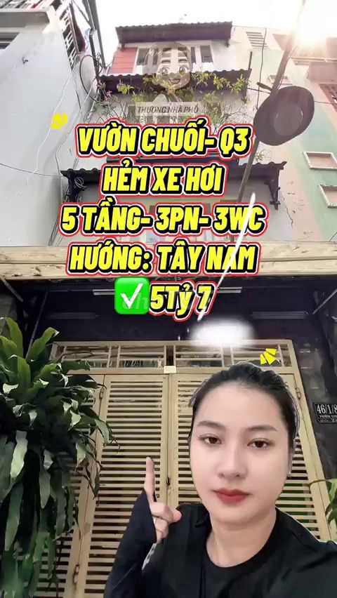 Bán nhà 5 tầng Vườn Chuối, Quận 3, hẻm ô tô