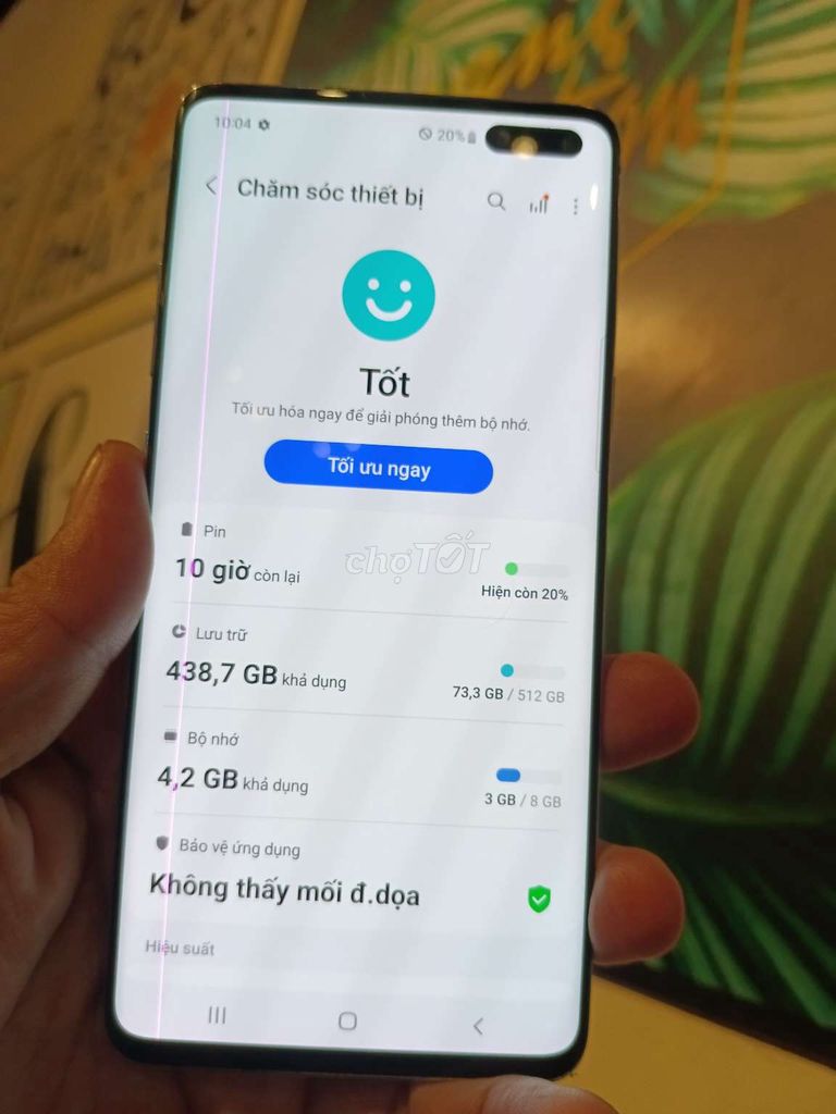 S10 plus 5g ram 8g bộ nhớ 512g. Ngoại hình đẹp