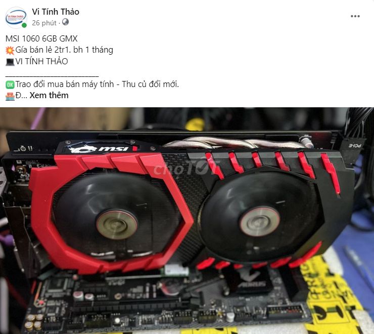 thanh lý cây vga msi gtx1060 6gb gaming x đẹp ken