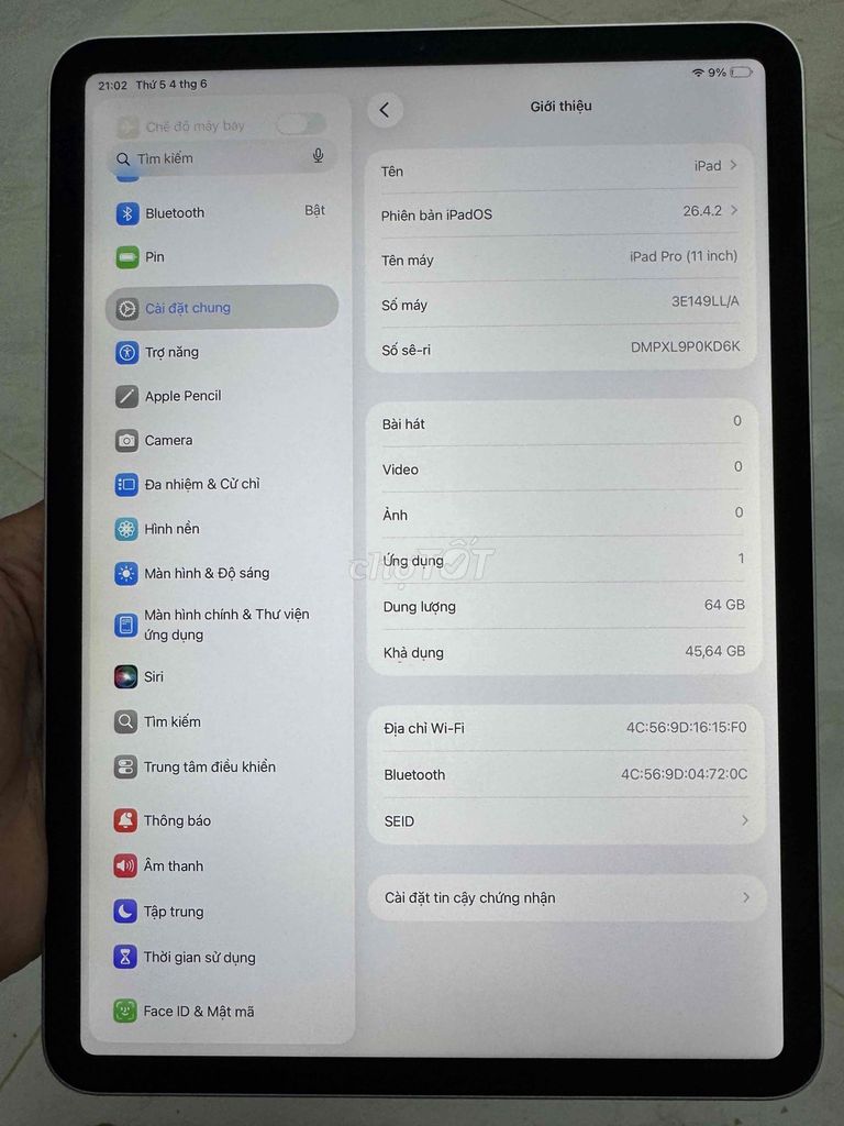 Apple iPad Pro 11 inch 2018. Mua bán Máy tính bảng tại Quận Tân Phú Tp Hồ Chí Minh được đăng bởi TRHIEP hình 1