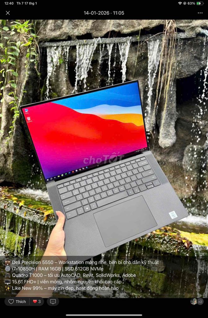💼 Dell Precision 5550 i7 Quadro – Workstation mỏng. Mua bán Laptop tại Thành phố Biên Hòa Đồng Nai được đăng bởi TRƯƠNG HUY HOÀNG hình 1