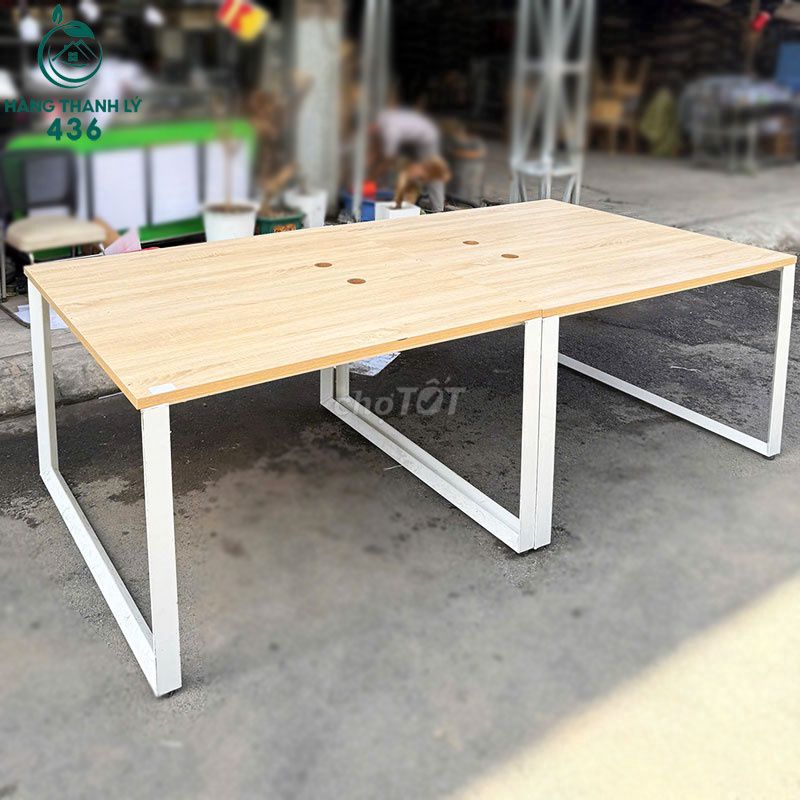 Bàn Họp Mặt Gỗ Khung Sắt 1m2 Đẹp