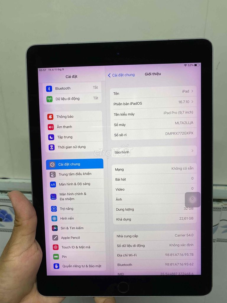 Ipad pro 9.7 bản wifi 4g 32gb full giá rẻ