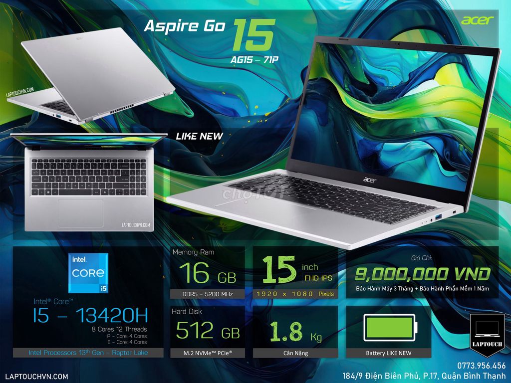 Acer Aspire Go 15 [ AG15 - 71P ]. Mua bán Laptop tại Quận Bình Thạnh Tp Hồ Chí Minh được đăng bởi Cửa Hàng Máy Tính Laptouch VN hình 1