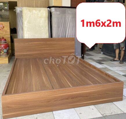 Thanh lý Giường ngủ gỗ MDF chống ẩm 1m6 màu nâu