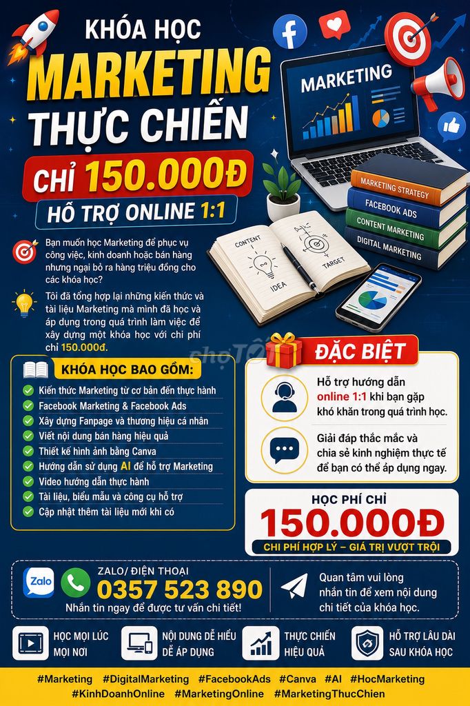 Khóa học Marketing Online 1 kèm 1. Dịch vụ tại Quận 1 Tp Hồ Chí Minh được đăng bởi Ryan hình 1