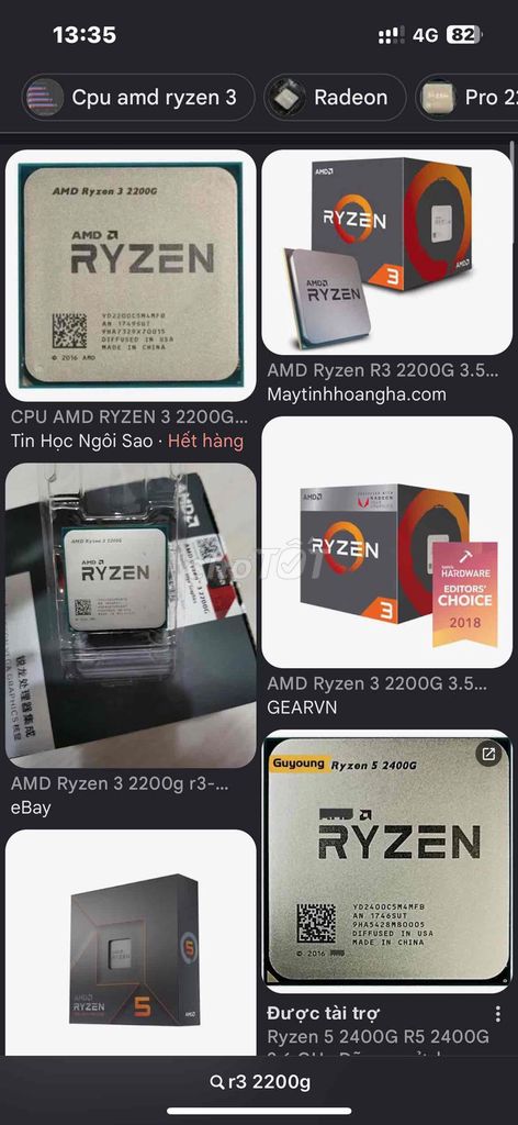 CPU AMD Ryzen 3 2200G Đã sử dụng. Mua bán Linh kiện (RAM, Card...) tại Thị xã Sơn Tây Hà Nội được đăng bởi Tên chưa cung cấp hình 1