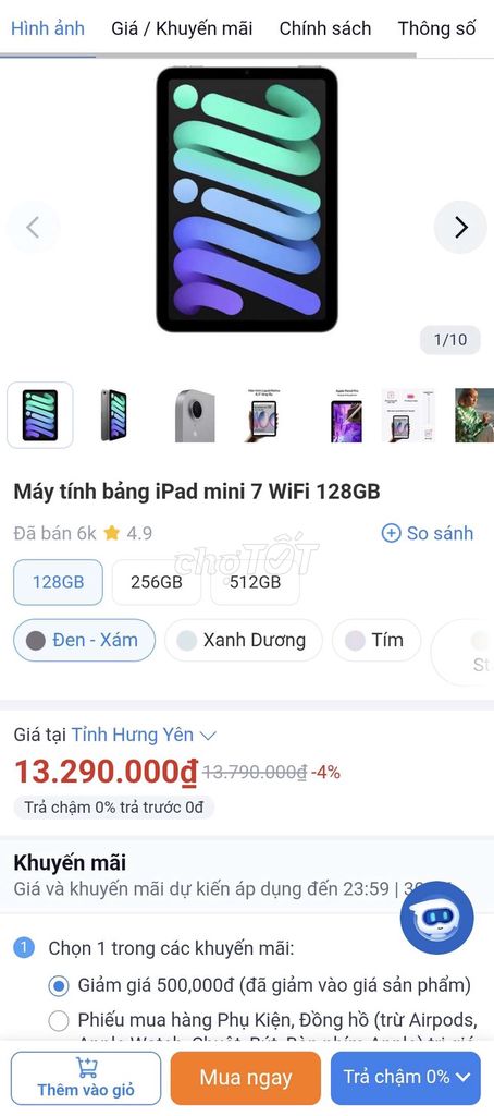 Apple iPad mini 7 128GB Xám. Mua bán Máy tính bảng tại Huyện Yên Mỹ Hưng Yên được đăng bởi Trình hình 1