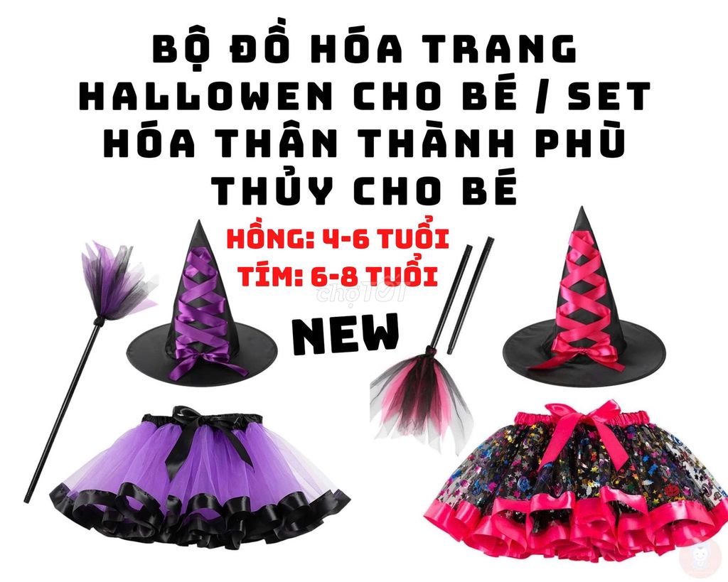 Bộ Đồ hóa trang Phù Thủy Hallowen cho bé