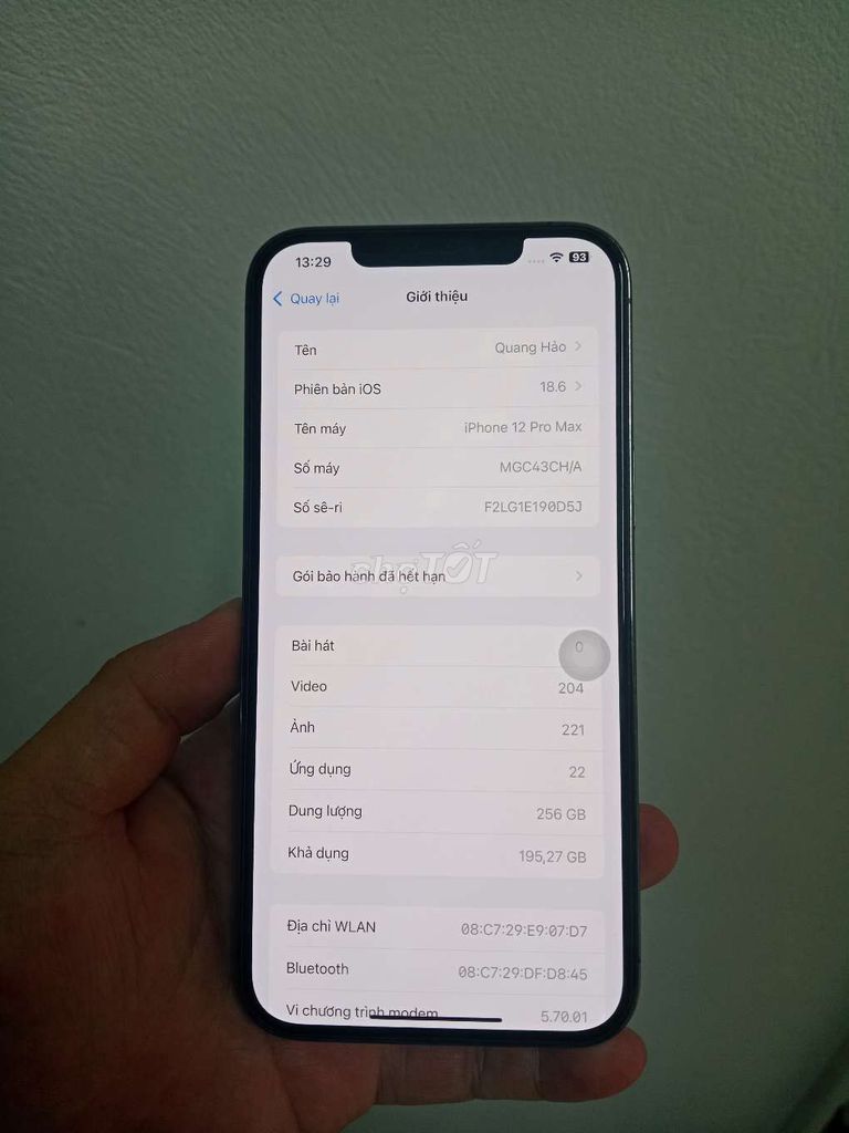 Apple iPhone 12 Pro Max 256GB Xám. Mua bán Điện thoại tại Quận Tây Hồ Hà Nội được đăng bởi Nguyễn Văn Hảo hình 1