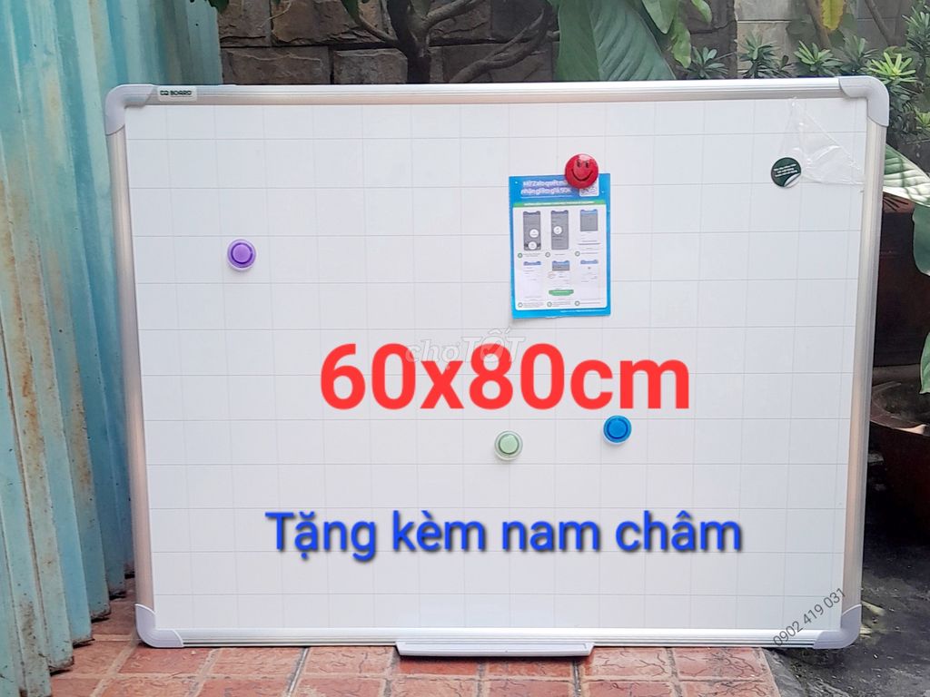 Bảng từ trắng Hàn Quốc 60x80cm, tặng bút, nam cham