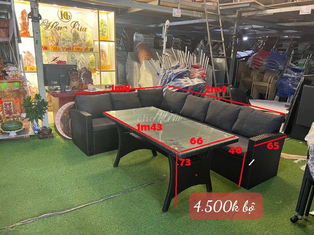 Bộ bàn ghế sofa Mây nhựa kính Đen 1m8 x 2m4. Mua bán Bàn ghế tại Quận Bình Thạnh Tp Hồ Chí Minh được đăng bởi noithathonggiahan hình 1