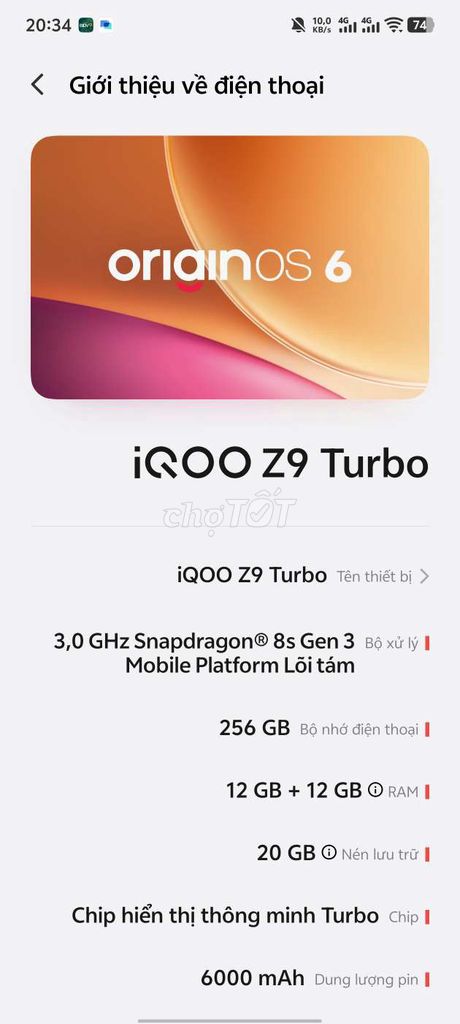 iQOO Z9 Turbo 256GB Đen. Mua bán Điện thoại tại Thành phố Gia Nghĩa Đắk Nông được đăng bởi vinh hình 1