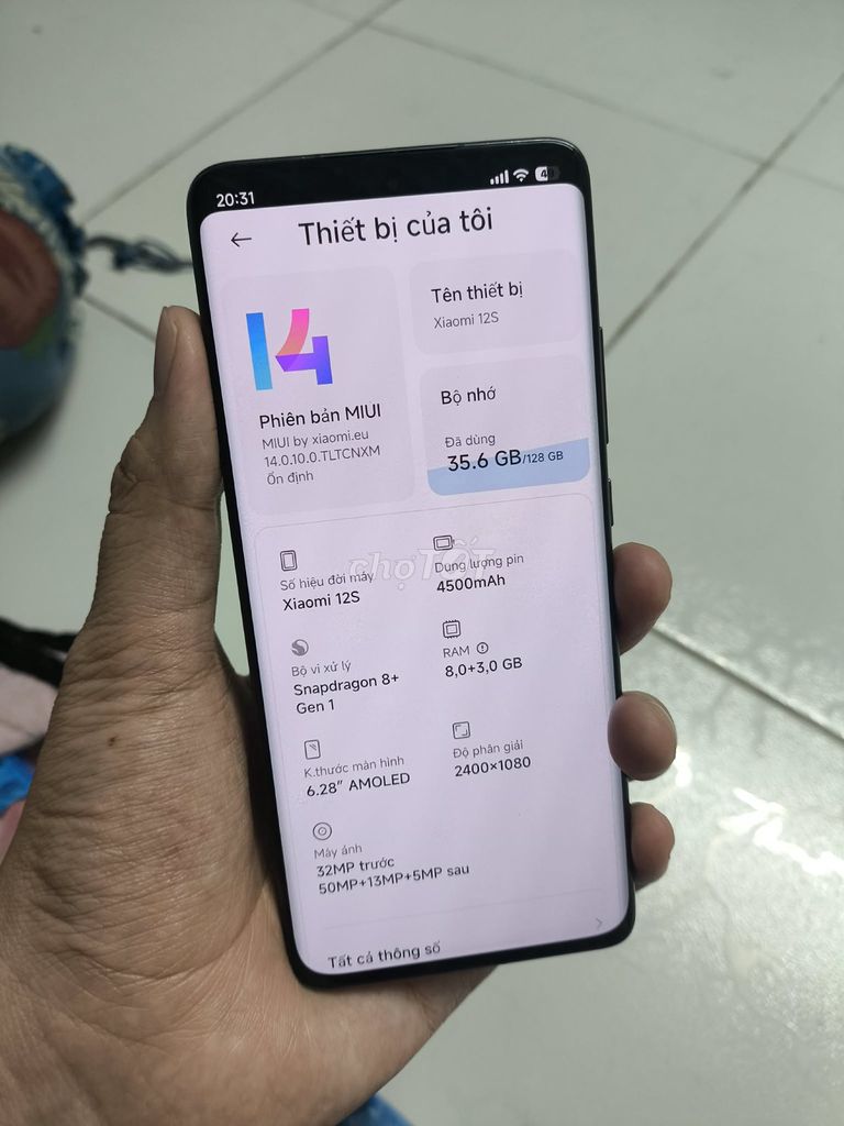 Mi 12s 8/128gb zin áp full giao lưu gl. Mua bán Điện thoại tại Quận Tân Bình Tp Hồ Chí Minh được đăng bởi Tuấn Tuấn hình 1