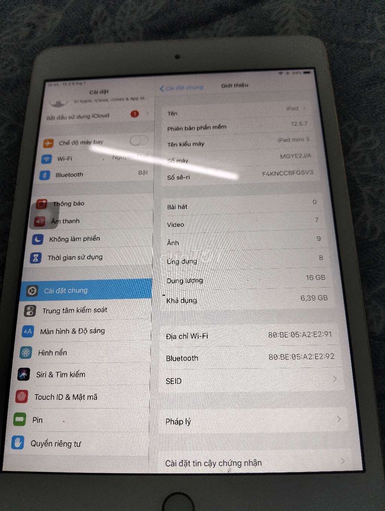 Apple iPad mini 3 16GB Vàng 99%. Mua bán Máy tính bảng tại Thành phố Vũng Tàu Bà Rịa - Vũng Tàu được đăng bởi Trần Thái hình 1