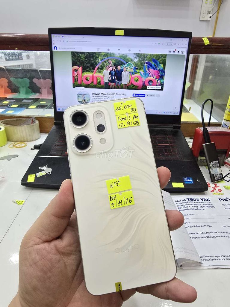 Oppo Reno14 Pro 5G 12GB/512GB Trắng. Mua bán Điện thoại tại Thành phố Long Xuyên An Giang được đăng bởi Facebook Cầm Đồ Thúy Vân hình 1