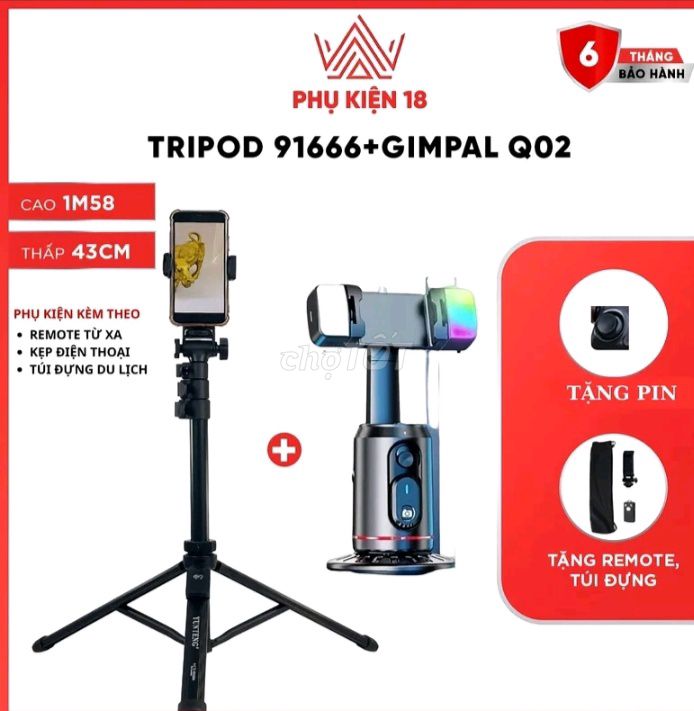 Gậy selfie Tripod 91666+Gimbal xoay 360 độ Q02. Mua bán Phụ kiện (Màn hình, Chuột...) tại Quận Tân Phú Tp Hồ Chí Minh được đăng bởi Minh Tiến hình 1