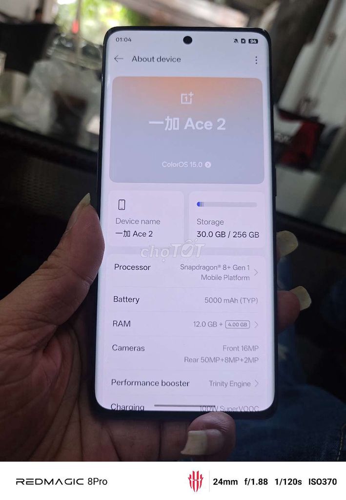OnePlus Ace 2 256GB Đen. Mua bán Điện thoại tại Quận Hoàng Mai Hà Nội được đăng bởi Minh hình 1