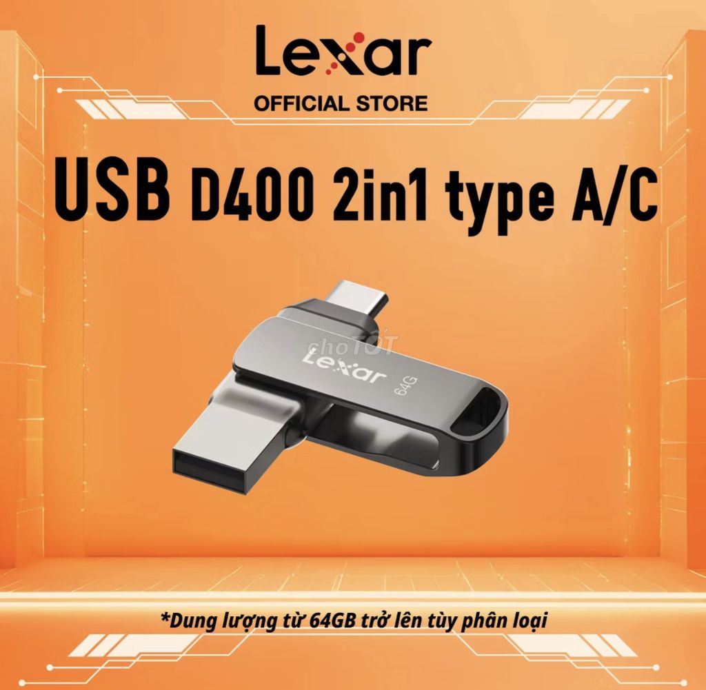 Lexar JumpDrive D400 128GB USB 3.2 Gen 1 Titanium. Mua bán Phụ kiện (Màn hình, Chuột...) tại Quận Liên Chiểu Đà Nẵng được đăng bởi Ngọc Huệ hình 1