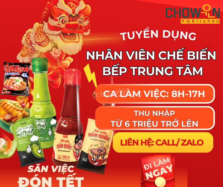 [LONG AN] TUYỂN DỤNG NHÂN VIÊN CHẾ BIẾN