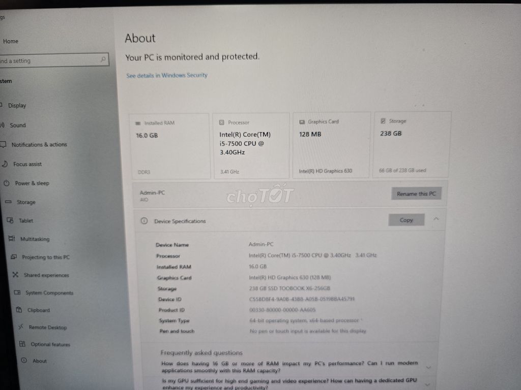 Dell OptiPlex 7450 i5-7500 16GB/238GB SSD. Mua bán Máy tính để bàn tại Huyện Thống Nhất Đồng Nai được đăng bởi kiệt đỗ hình 1