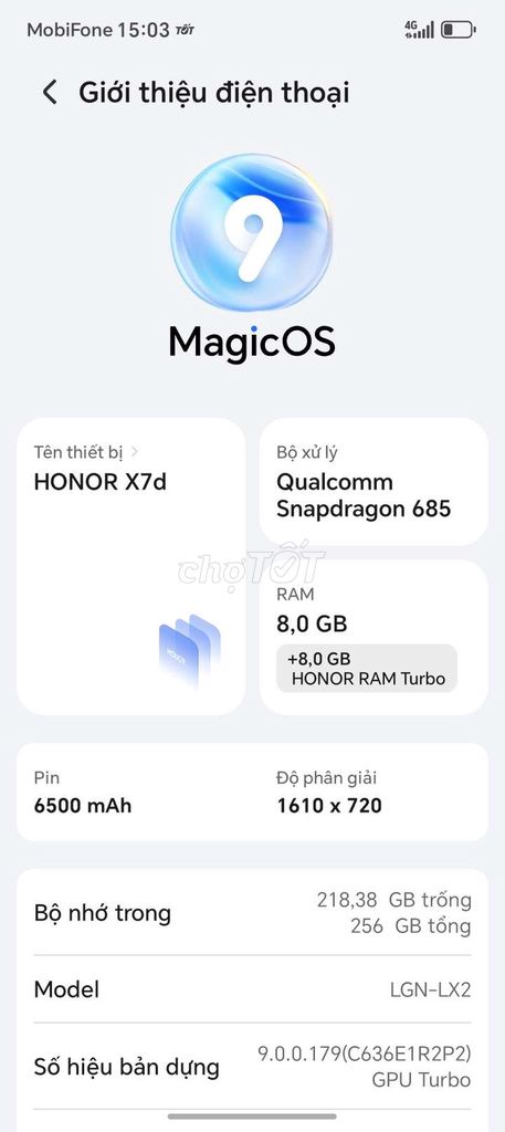 Honor X7d 256GB. Mua bán Điện thoại tại Huyện Châu Đức Bà Rịa - Vũng Tàu được đăng bởi Bay Tran hình 1