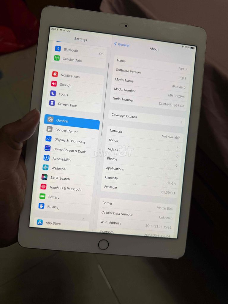 Apple iPad Air 2 64GB có 4G. Mua bán Máy tính bảng tại Quận Phú Nhuận Tp Hồ Chí Minh được đăng bởi Thắng hình 1