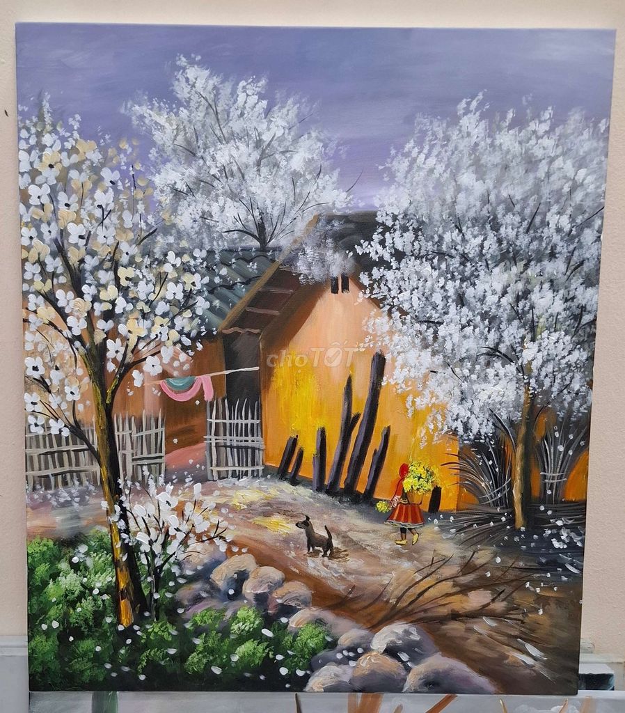 Tranh sơn dầu Phong cảnh tây bắc khổ 60x70. Mua bán Đồ sưu tầm, đồ cổ tại Huyện Gia Lâm Hà Nội được đăng bởi Tranh Sơn Dầu MTGVN hình 1