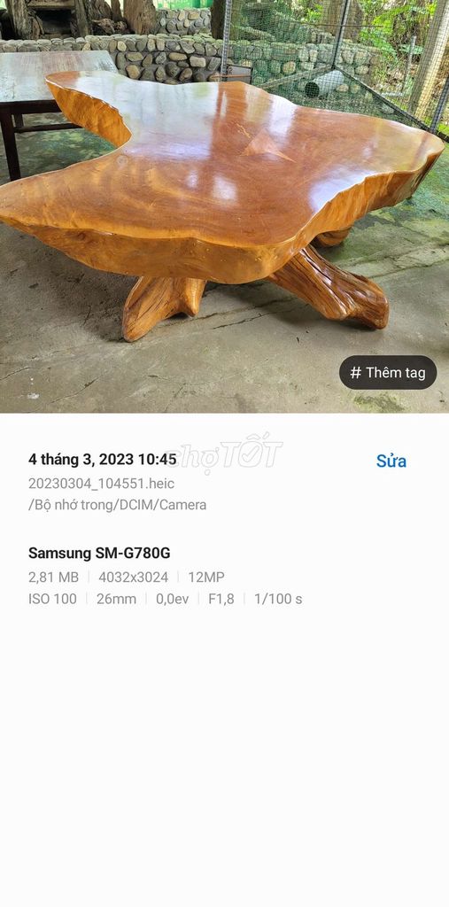 Bàn gỗ dỗi màu nâu mặt gốc gỗ. Mua bán Bàn ghế tại Huyện Tiên Phước Quảng Nam được đăng bởi Abc hình 1