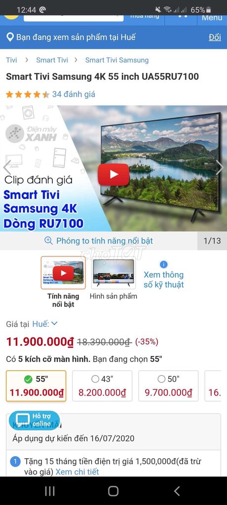0795778777 - Tivi Samsung Smart 4K>99%,còn bảo hành gần 2 năm