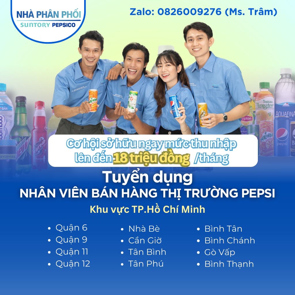 [QUẬN 4] Tuyển Nhân Viên Sale Thị Trường Pepsi