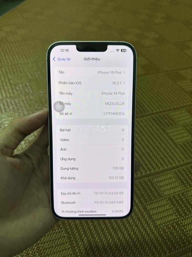 iPhone 14 Plus 128GB Trắng. Mua bán Điện thoại tại Quận Bình Thạnh Tp Hồ Chí Minh được đăng bởi Oklalaok hình 1