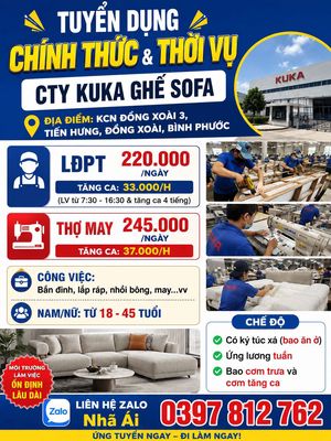 cty kuka tuyển lao động gấp