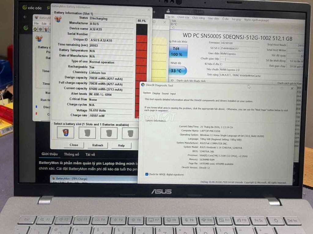 Asus Vivobook S14 i5-210H/16GB/512GB. Mua bán Laptop tại Quận Gò Vấp Tp Hồ Chí Minh được đăng bởi Chí Hướng Group  hình 1
