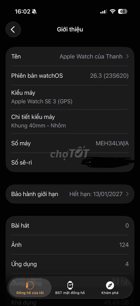 Apple Watch SE 3 40mm Starlight. Mua bán Thiết bị đeo thông minh tại Huyện Long Thành Đồng Nai được đăng bởi h hình 1
