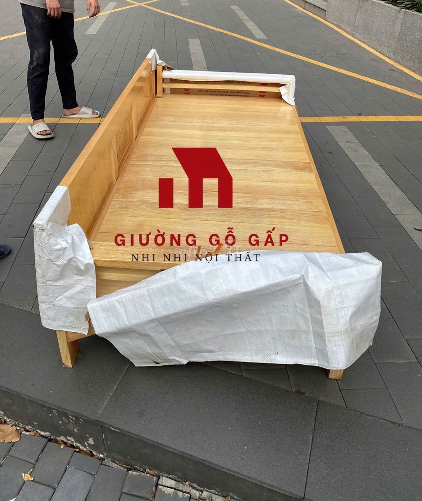 Giường gấp Gỗ sồi Vàng gỗ 1m2, 1m4, 1m6. Mua bán Giường, chăn ga gối nệm tại Quận 1 Tp Hồ Chí Minh được đăng bởi Nhi Nội Thất Nhựa Giá Xưởng  hình 1