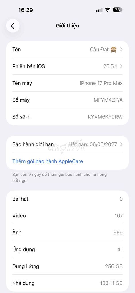 Apple iPhone 17 Pro Max 256GB Trắng. Mua bán Điện thoại tại Quận Nam Từ Liêm Hà Nội được đăng bởi Mieunha123 hình 1