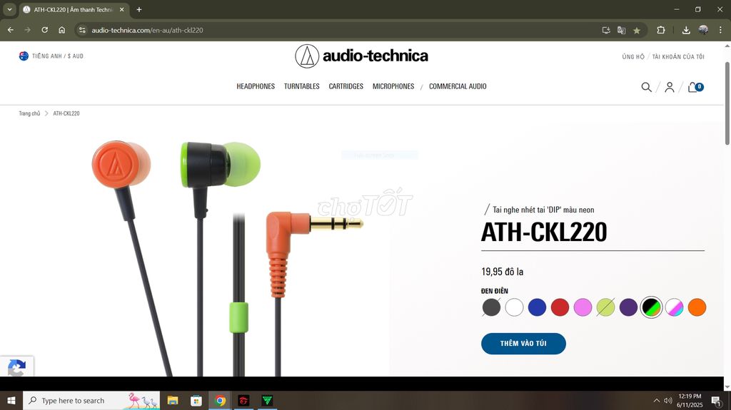 Tai nghe Audio-Technica ATH-CKL220 'DIP'. Mua bán Tivi, Âm thanh tại Quận 5 Tp Hồ Chí Minh được đăng bởi Nguyen Trung Truc hình 4