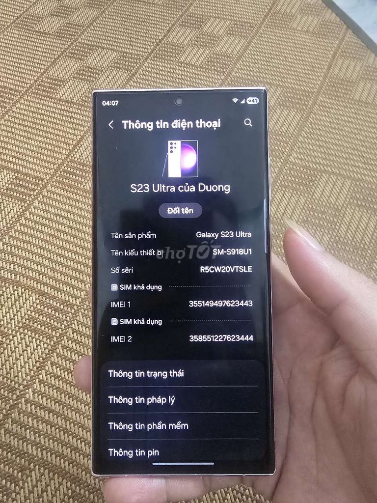 Samsung Galaxy S23 Ultra 256GB Tím Mỹ. Mua bán Điện thoại tại Huyện Phú Xuyên Hà Nội được đăng bởi dai duong nguyen hình 1
