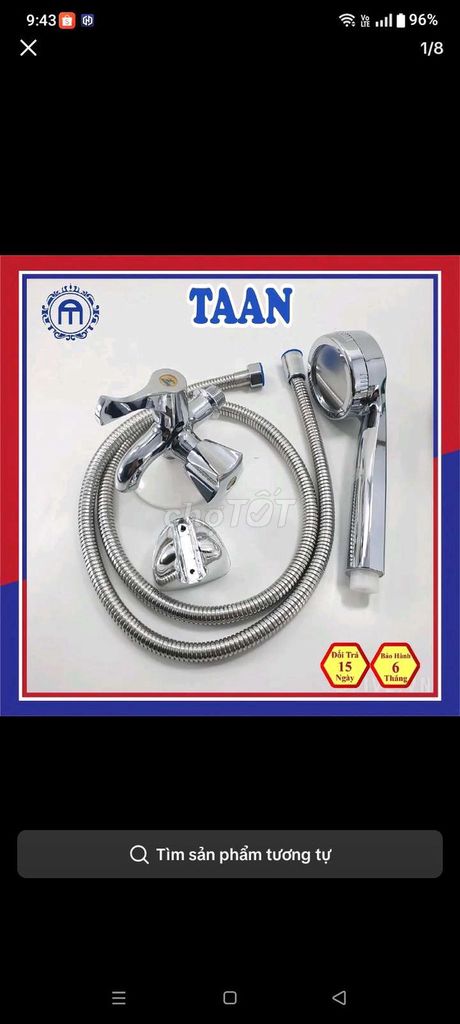 Vòi sen tắm TAAN Kim loại Bạc Hiện đại. Mua bán Thiết bị vệ sinh, nhà tắm tại Huyện Vân Canh Bình Định được đăng bởi Đoàn Thị Như Quỳnh hình 1