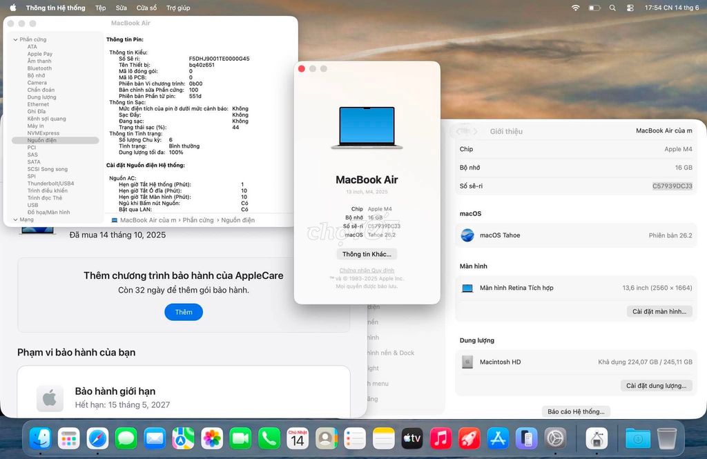 Apple MacBook Air M4 13 inch 16GB/256GB Như mới. Mua bán Laptop tại Quận Hai Bà Trưng Hà Nội được đăng bởi Dũng Tech Max hình 1