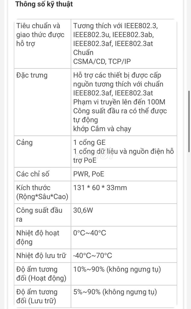 Nguồn POE 30W