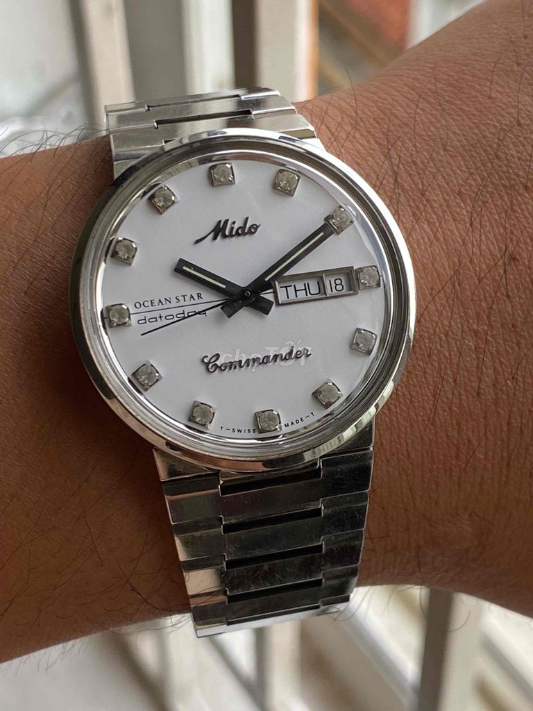Mido Commander Bạc Thụy Sĩ 37mm. Mua bán Đồng hồ tại Quận Hoàng Mai Hà Nội được đăng bởi Hùng Râu Đồng Hồ Cổ hình 1