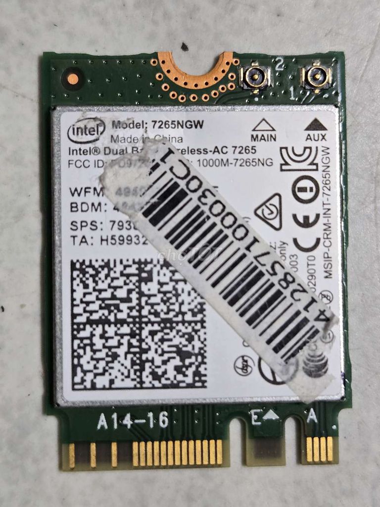 Card M.2 Wifi Bluetooth Intel 7265NGW. Mua bán Linh kiện (RAM, Card...) tại Quận 4 Tp Hồ Chí Minh được đăng bởi Phạm Anh Dũng hình 1