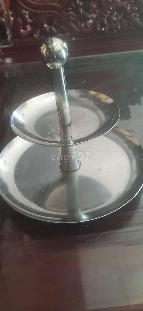 Khay để bánh kẹo 2 tầng inox 304