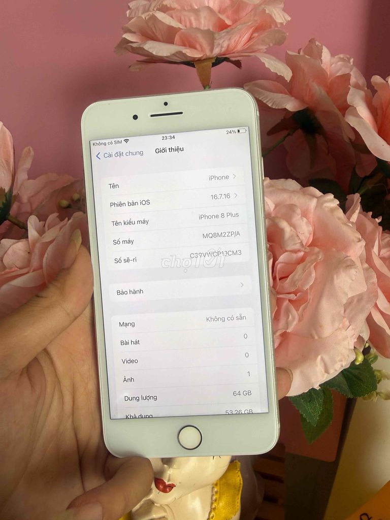 Apple iPhone 8 Plus 64GB Trắng 100% pin. Mua bán Điện thoại tại Thành phố Tân An Long An được đăng bởi mua xin alo no SMS hình 1