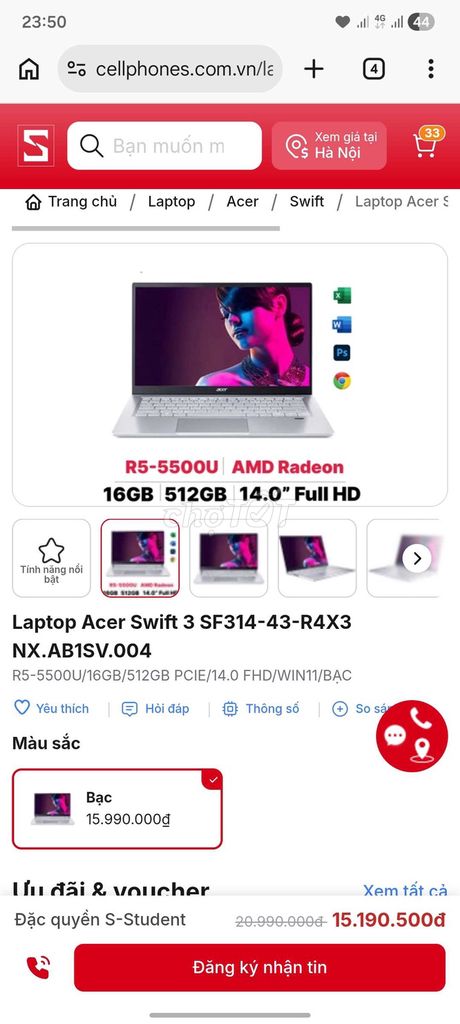 acer swift 3 16/512 máy ít dùng. Mua bán Laptop tại Quận Hoàng Mai Hà Nội được đăng bởi Lê Khả Chí Bách hình 1