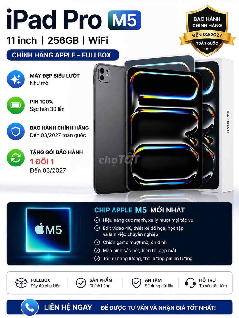 Apple iPad Pro M5 11 inch 256GB Như mới. Mua bán Máy tính bảng tại Quận Ninh Kiều Cần Thơ được đăng bởi SUN APPLE STORE hình 1