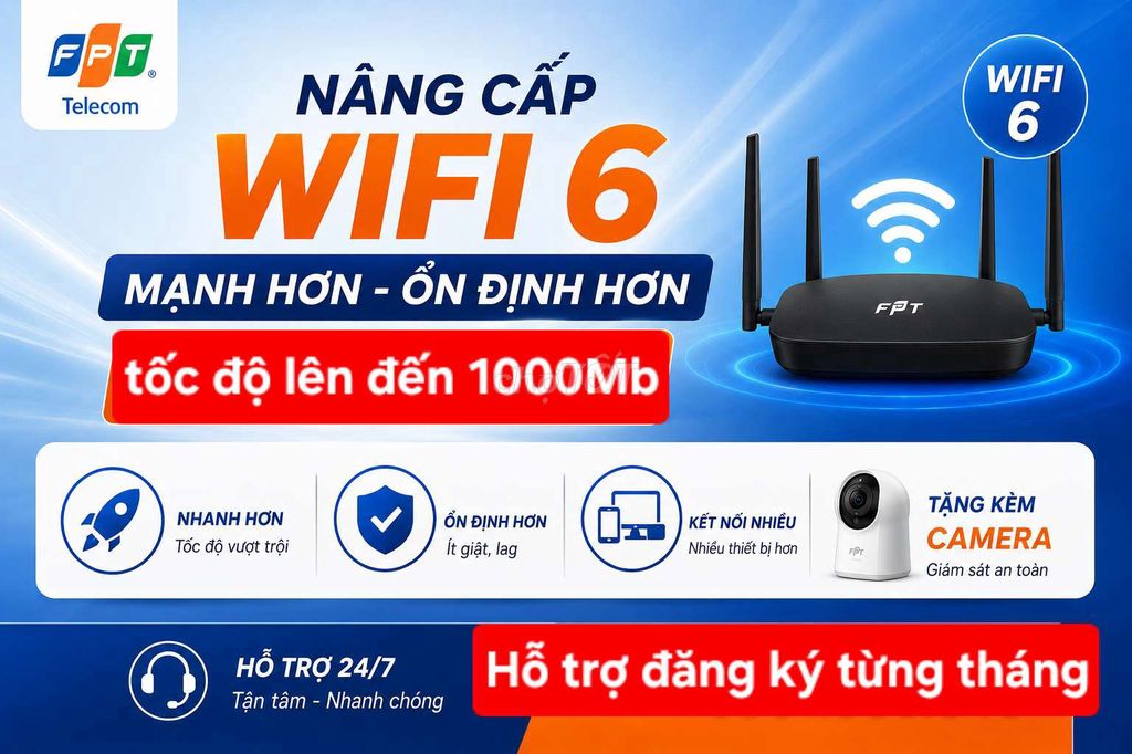 Nâng cấp wifi 6 tặng camera. Dịch vụ tại Huyện Bình Chánh Tp Hồ Chí Minh được đăng bởi  Le Hoang Anh hình 1