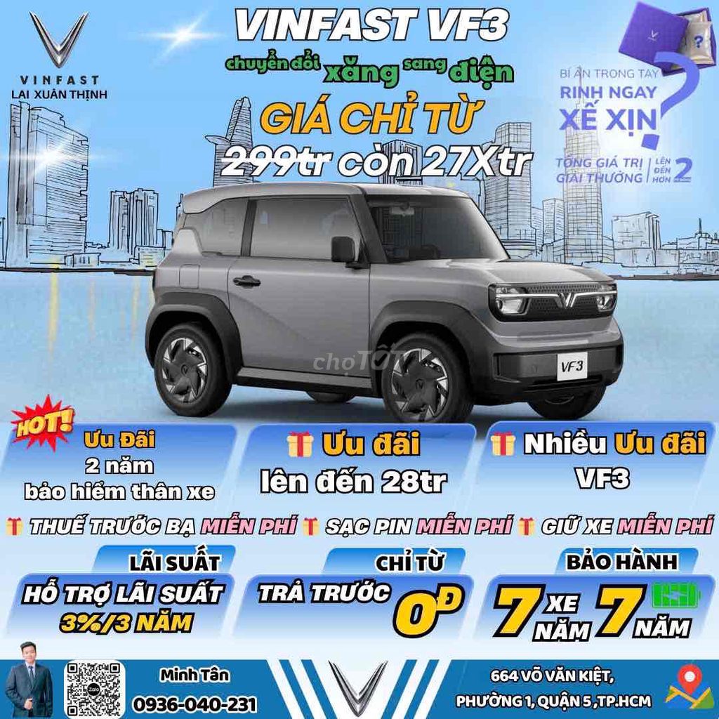 VF3 🎁 còn vài ngày ưu đãi cuối cùng lến đến 40tr. Mua bán Ô tô tại Quận 5 Tp Hồ Chí Minh được đăng bởi VINFAST Quận 5 hình 4